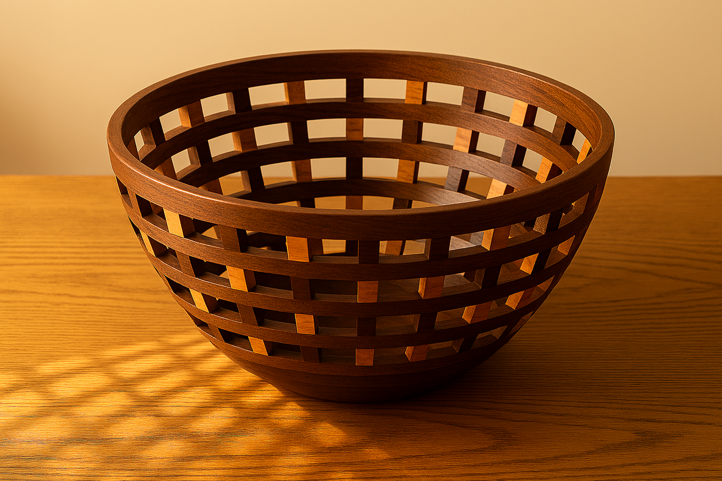 Open Segmented Walnut & Cherry Bowl — Small (6–8")