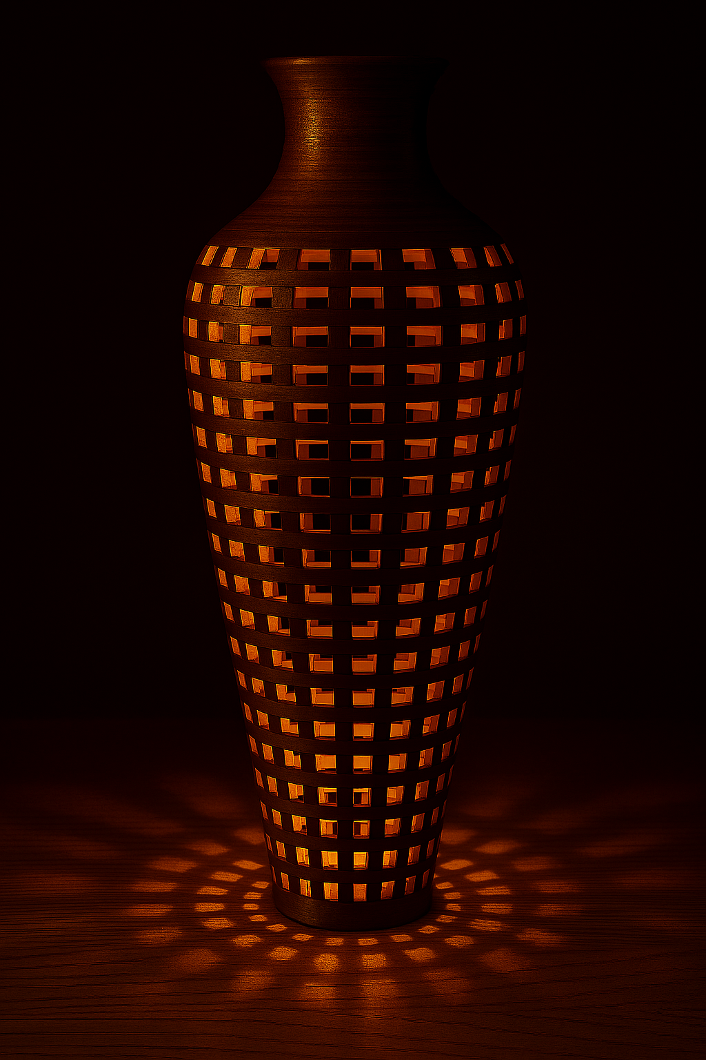 Open Segmented Walnut & Cherry Vase — Large (15–20" tall)