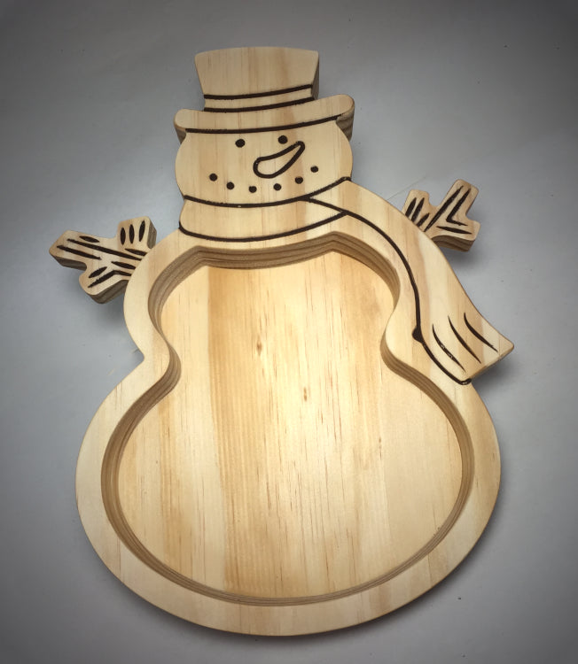 Frosty’s Treat Bowl – Handcarved Wooden Snowman Candy Dish — view 2