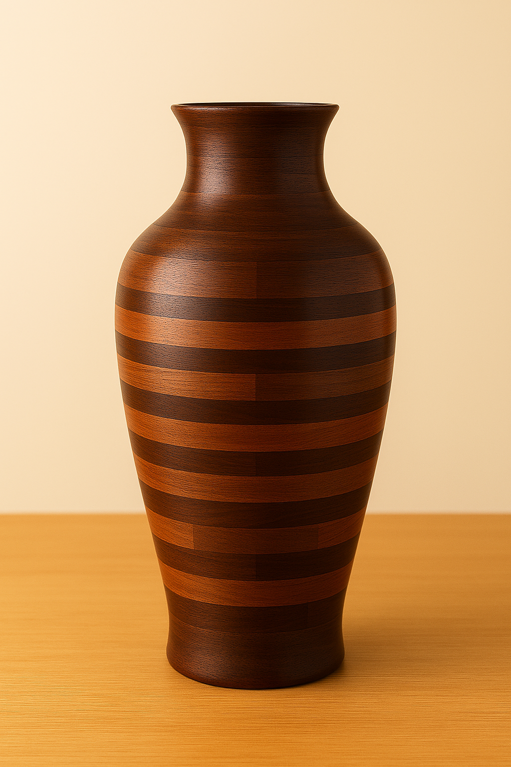 Closed Segmented Walnut & Cherry Vase — Medium (10–14" tall)