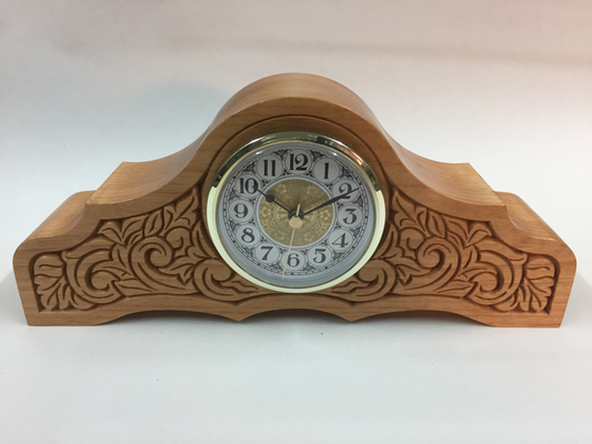 Handmade Walnut Distingue Mantel Clock – Carved Face, Vintage Style