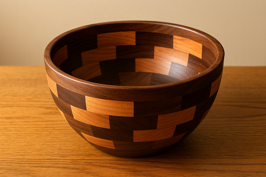 Closed Segmented Walnut & Cherry Bowl — Large (13–16")