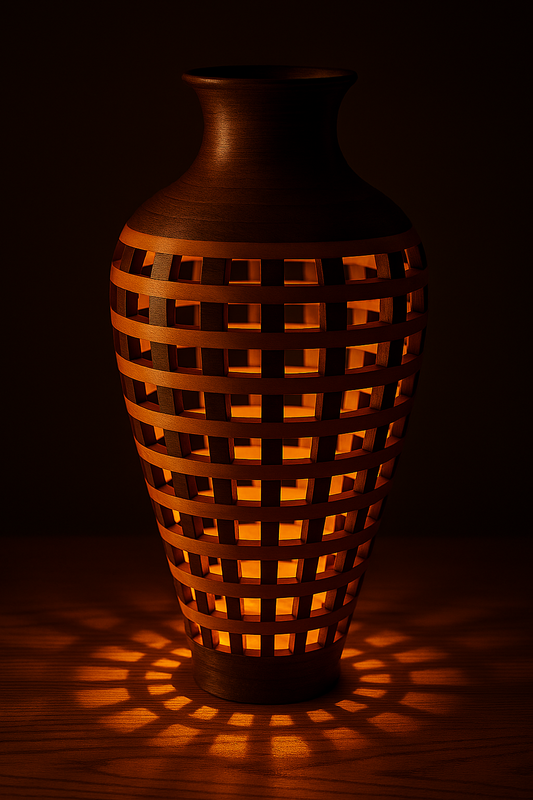 Open Segmented Walnut & Cherry Vase — Medium (10–14" tall)