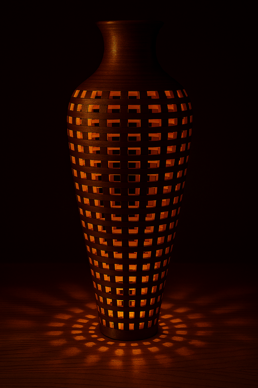 Open Segmented Walnut & Cherry Vase — Large (15–20" tall)