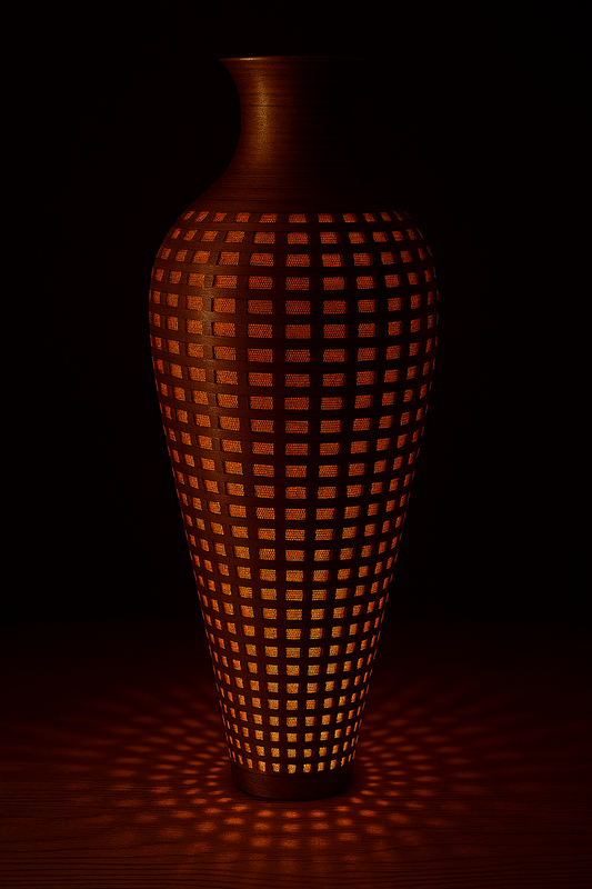 Open Segmented Walnut & Cherry Vase — XL Statement (21–28" tall) — Commission