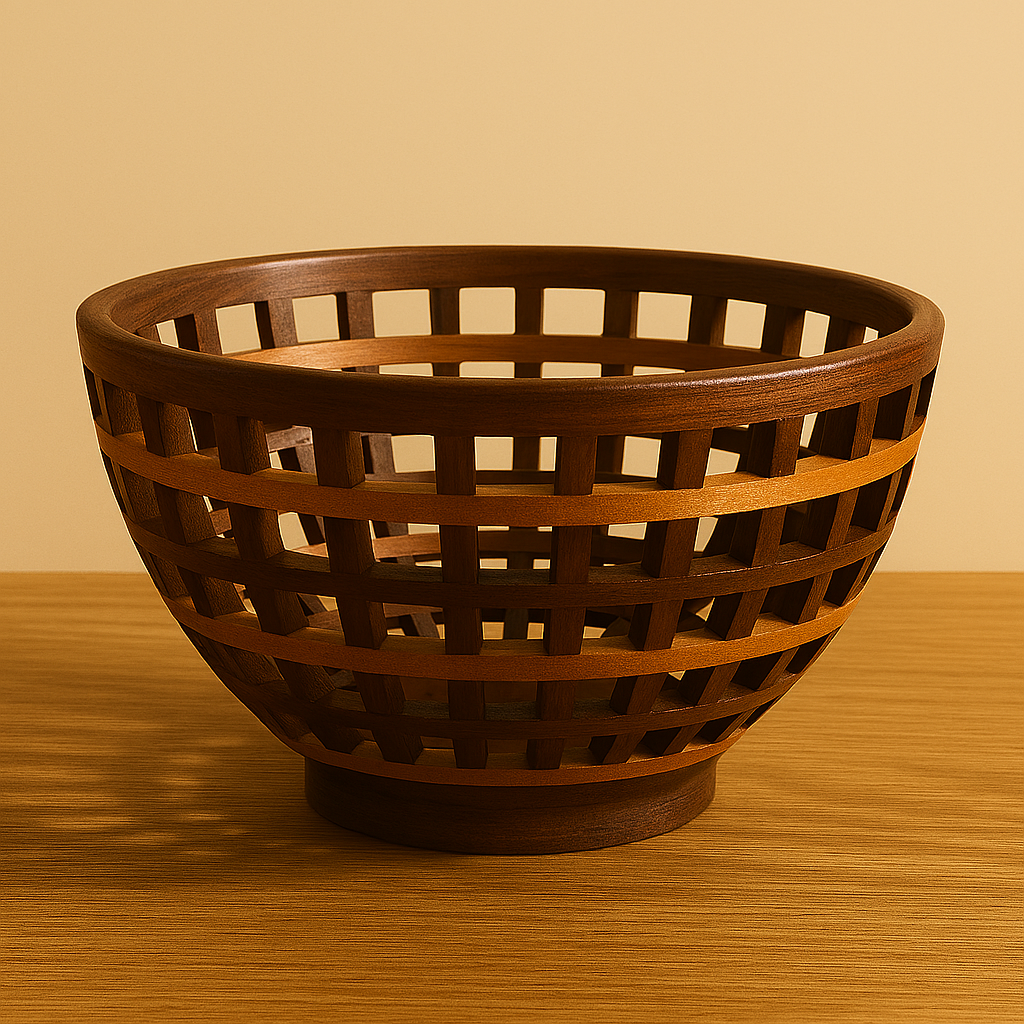 Open Segmented Walnut & Cherry Bowl — Medium (9–12")