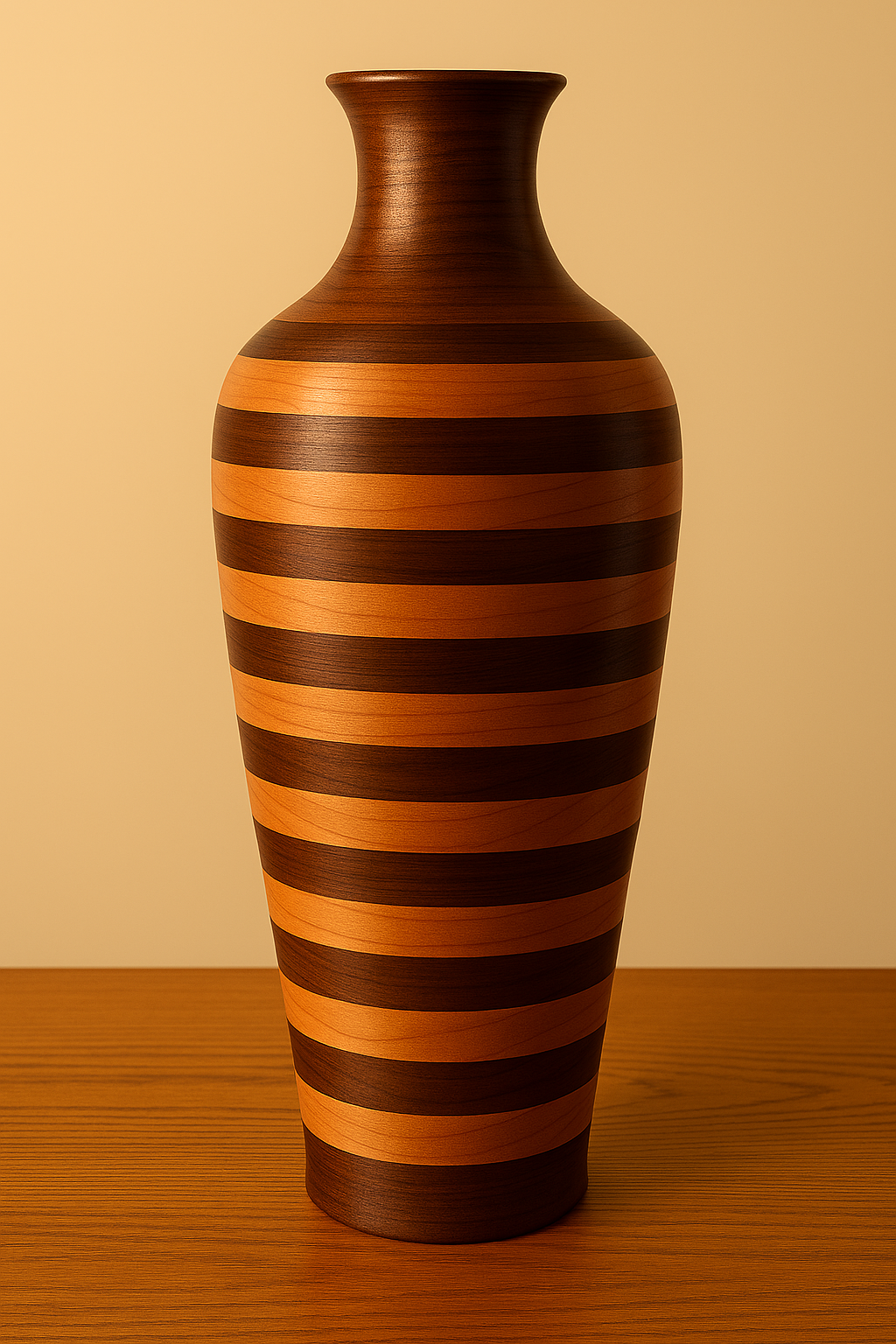 Closed Segmented Walnut & Cherry Vase — Large (15–20" tall)