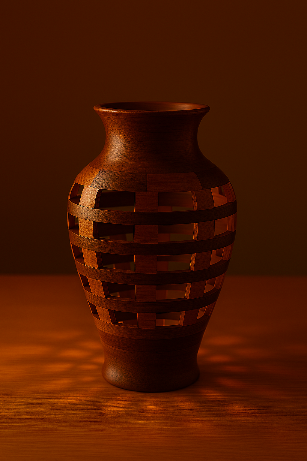 Open Segmented Walnut & Cherry Vase — Small (6–9" tall)