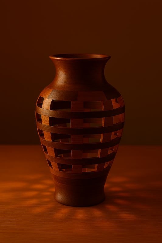 Open Segmented Walnut & Cherry Vase — Small (6–9" tall)