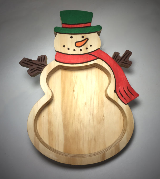 Frosty’s Treat Bowl – Handcarved Wooden Snowman Candy Dish